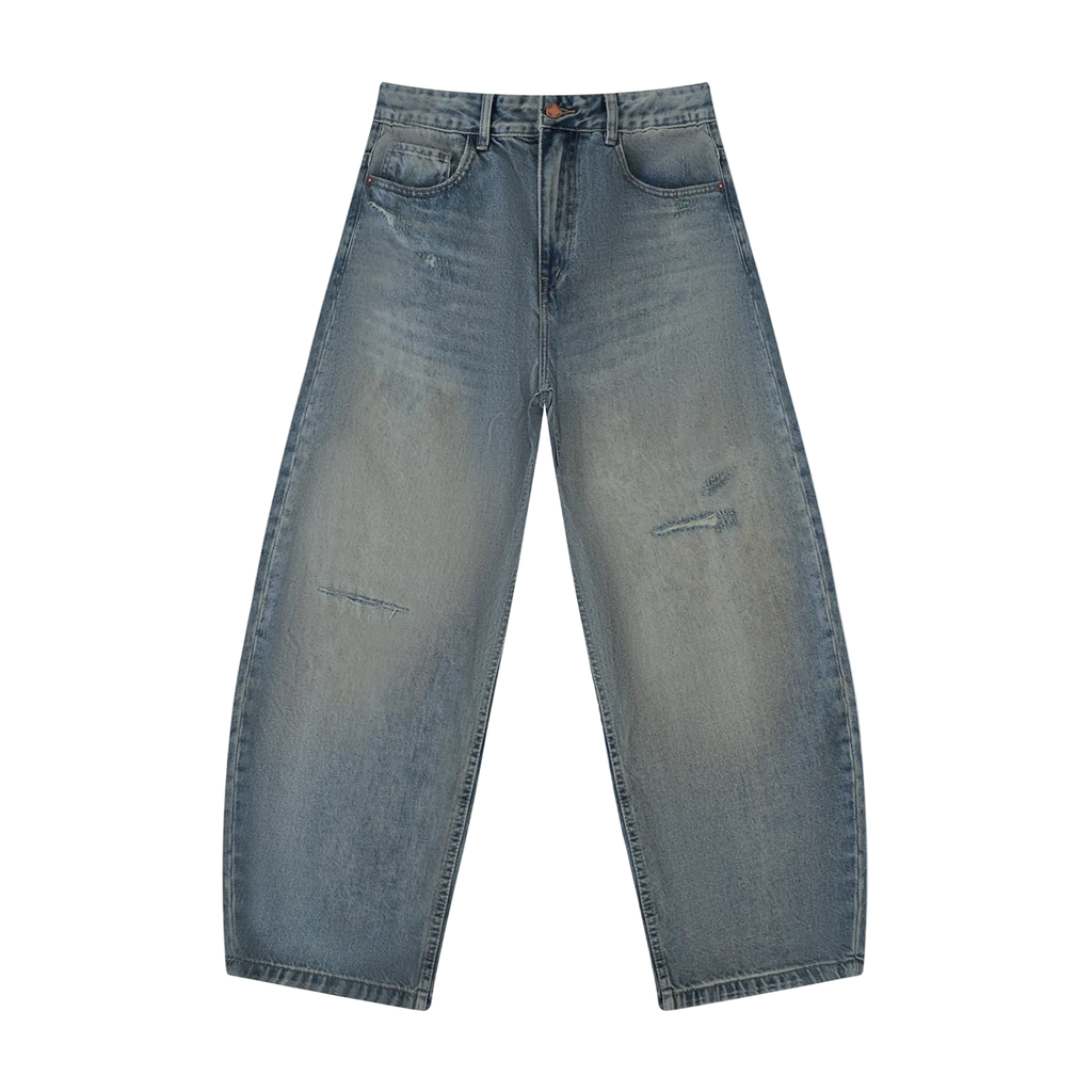 Men's Distressed Barrel Leg Jeans
