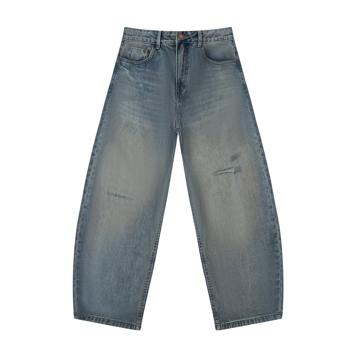 Men's Distressed Barrel Leg Jeans