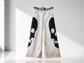 WHITE SKULL LEATHER TRHIM PANTS
