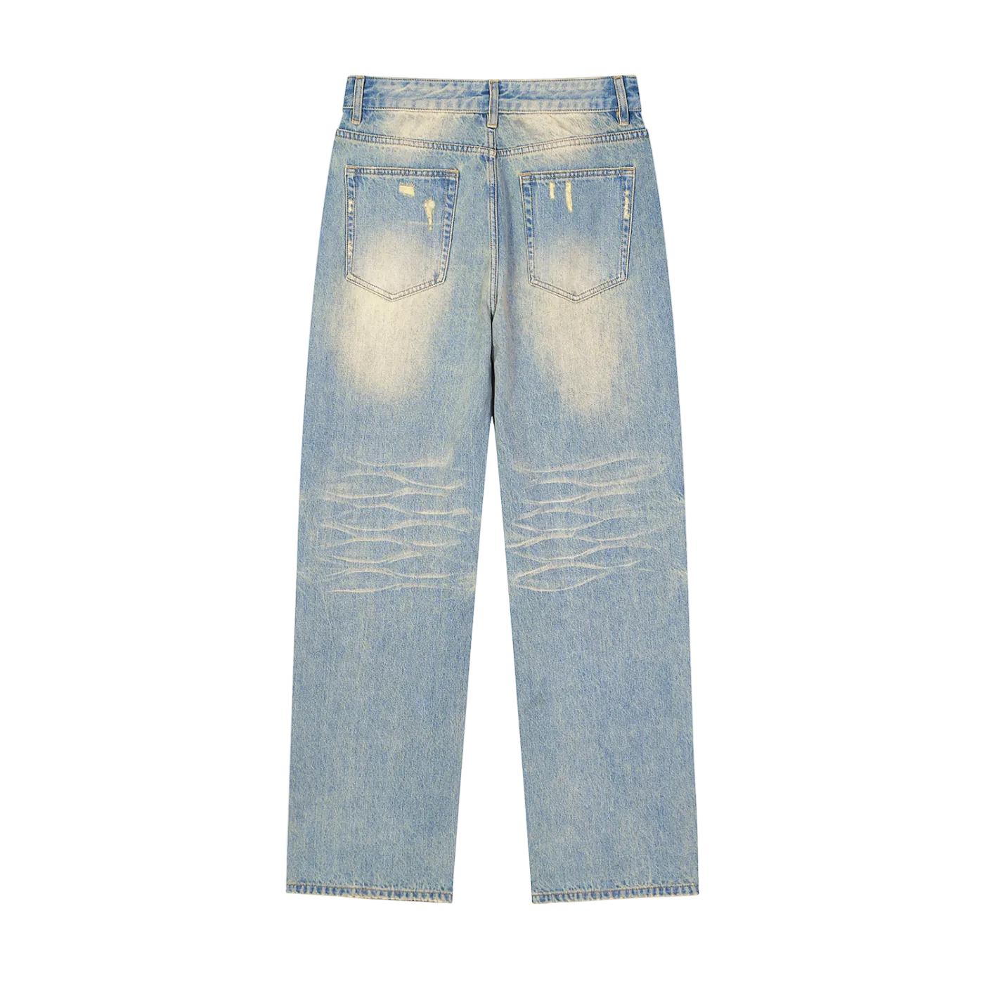 Sun Fade Raw Hem Denim Jeans
