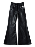 BLACK LEATHER TRHIM PANTS