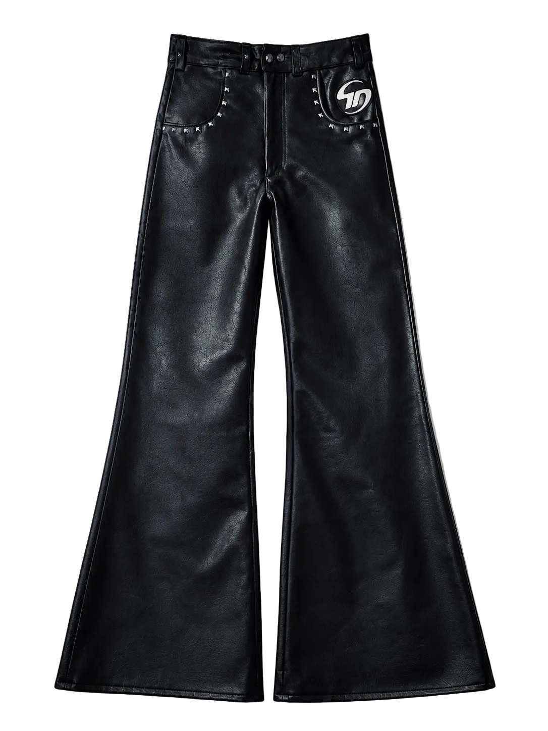BLACK LEATHER TRHIM PANTS