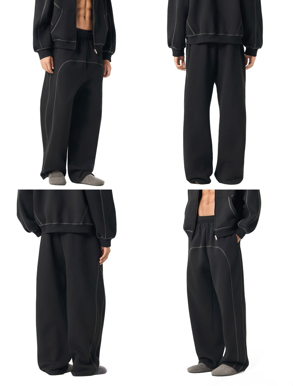 Contrast-Stitched Fleece Sweatpants
