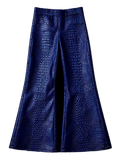 BLUE EXOTIC LEATHER TRHIM PANTS