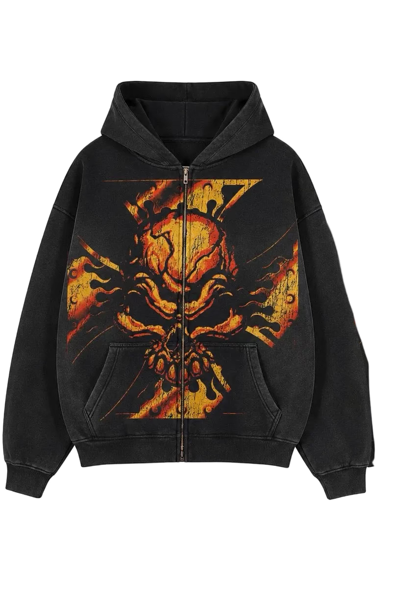 Sunfade Two-way Zipper Boxy Fleece Hoodie