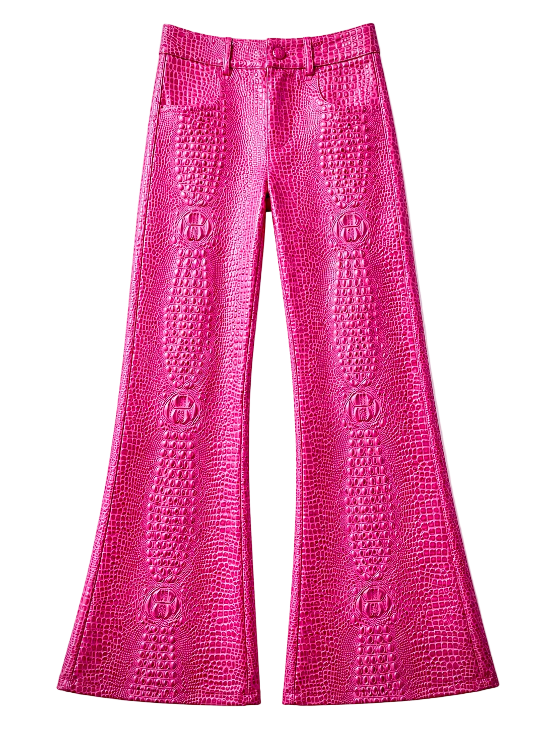 PINK EXOTIC LEATHER TRHIM PANTS