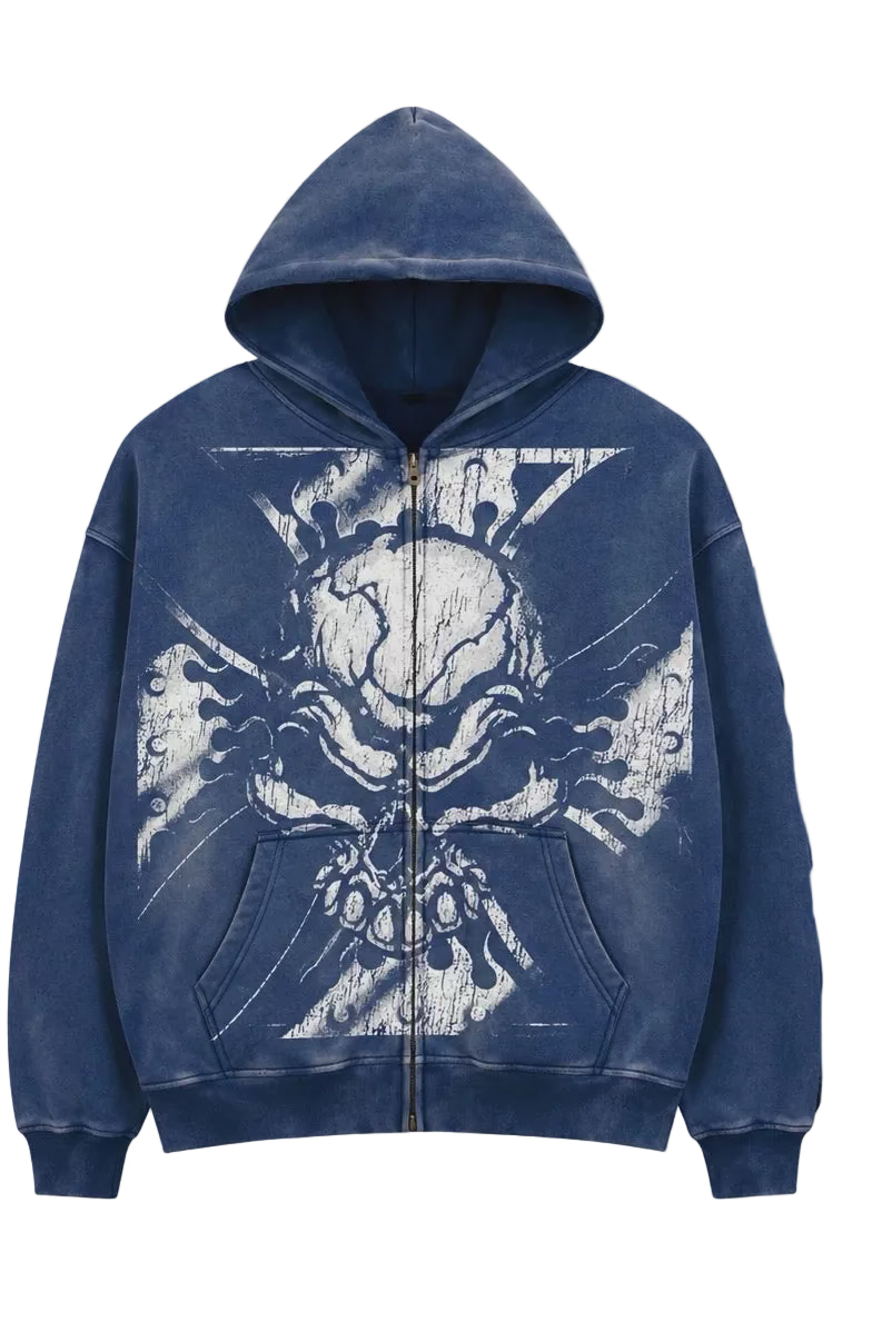 Sunfade Two-way Zipper Boxy Fleece Hoodie