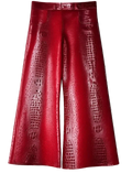RED EXOTIC LEATHER TRHIM PANTS