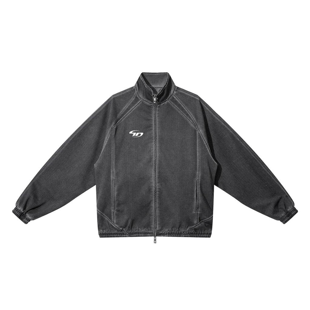 Unisex Vintage Wash Full Zip Mesh Jacket